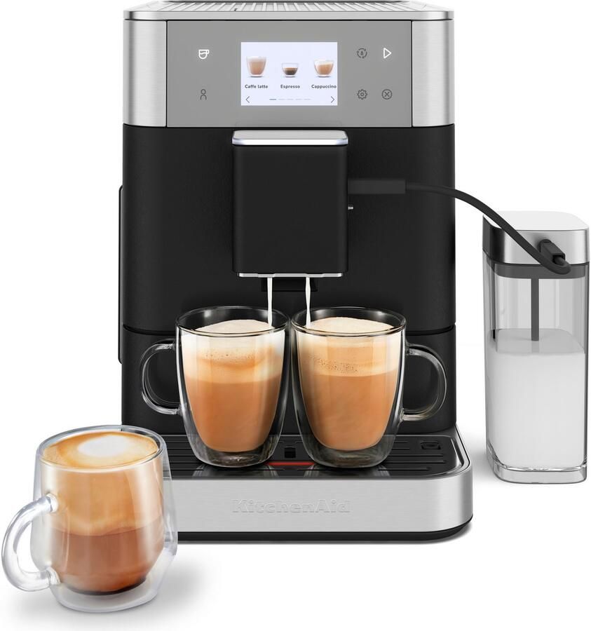 KitchenAid Volautomatische Espressomachine KF7 Touchscreen 20+ receptopties automatische melkopschuimer en reinigingscyclus 2 kopjes tegelijk vullen Vulkaanzwart - Foto 2