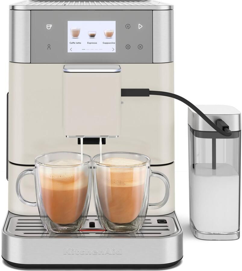 KitchenAid Volautomatische Espressomachine KF7 Touchscreen 20+ receptopties automatische melkopschuimer en reinigingscyclus 2 kopjes tegelijk vullen Porcelain White - Foto 5