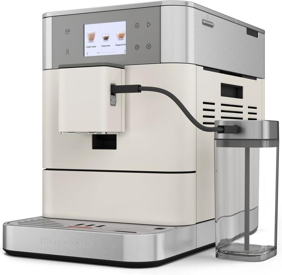 KitchenAid Volautomatische Espressomachine KF7 Touchscreen 20+ receptopties automatische melkopschuimer en reinigingscyclus 2 kopjes tegelijk vullen Porcelain White