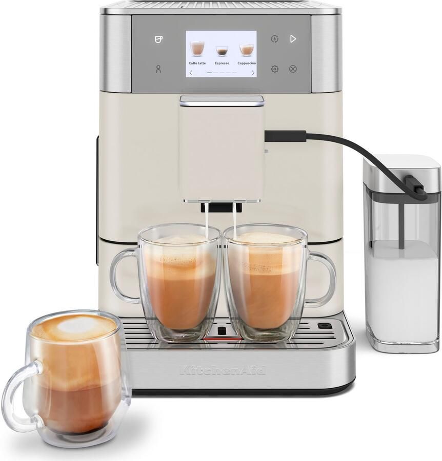 KitchenAid Volautomatische Espressomachine KF7 Touchscreen 20+ receptopties automatische melkopschuimer en reinigingscyclus 2 kopjes tegelijk vullen Porcelain White - Foto 2