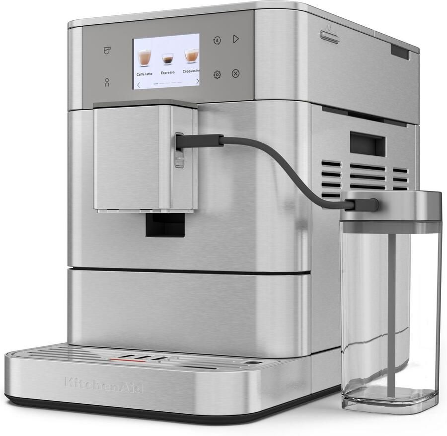 KitchenAid Volautomatische Espressomachine KF7 Touchscreen 20+ receptopties automatische melkopschuimer en reinigingscyclus 2 kopjes tegelijk vullen Roestvrij staal