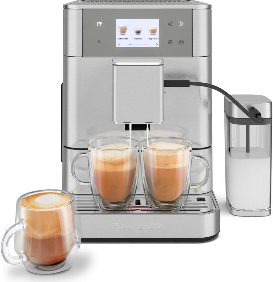 KitchenAid Volautomatische Espressomachine KF7 Touchscreen 20+ receptopties automatische melkopschuimer en reinigingscyclus 2 kopjes tegelijk vullen Roestvrij staal - Foto 2