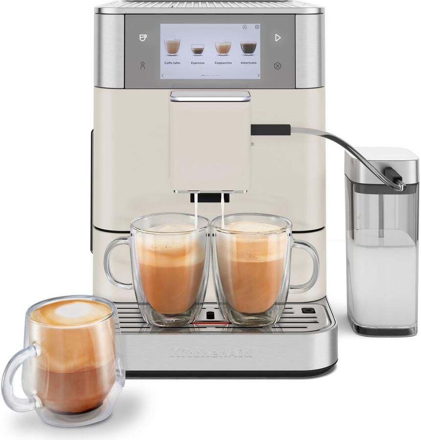 KitchenAid Volautomatische Espressomachine KF8 TTouchscreen 40+ receptopties modus voor plantaardige dranken 2 kopjes tegelijk vullen Porcelain White - Foto 2