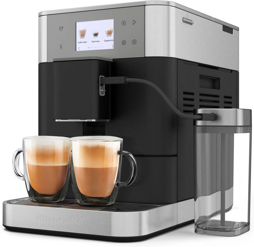 KitchenAid Volautomatische Espressomachine KF7 Touchscreen 20+ receptopties automatische melkopschuimer en reinigingscyclus 2 kopjes tegelijk vullen Vulkaanzwart - Foto 4