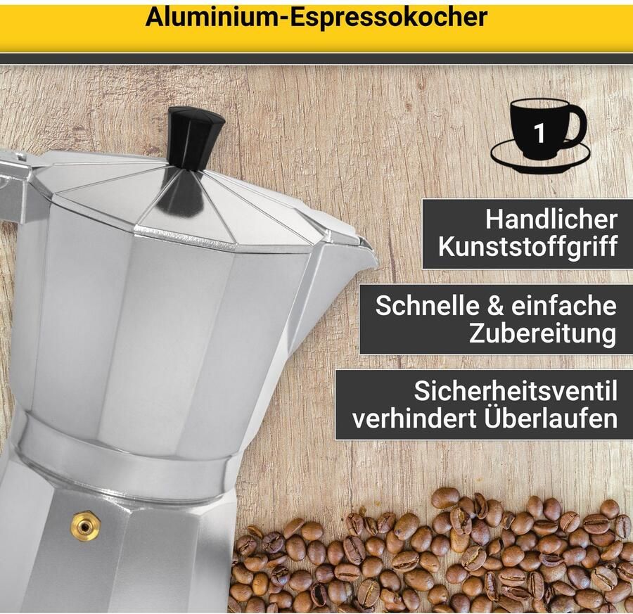 Krüger Espressomachine Italiano traditioneel italiaans van aluminium met silicone-afsluitring - Foto 2