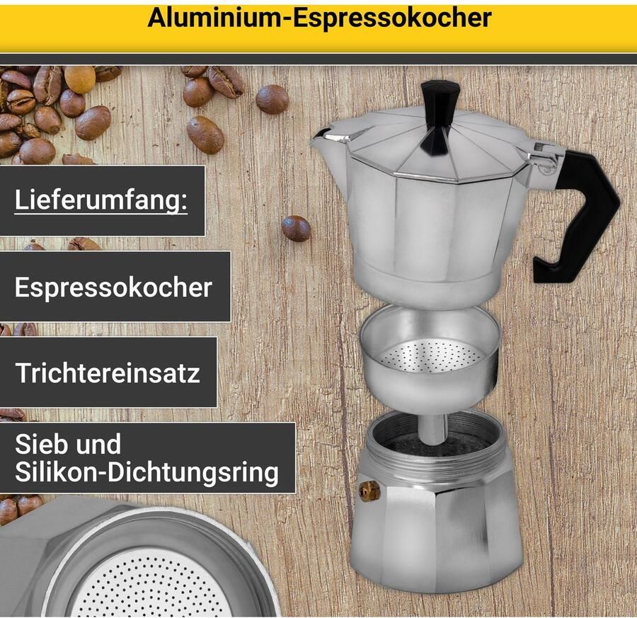 Krüger Espressomachine Italiano traditioneel italiaans van aluminium met silicone-afsluitring