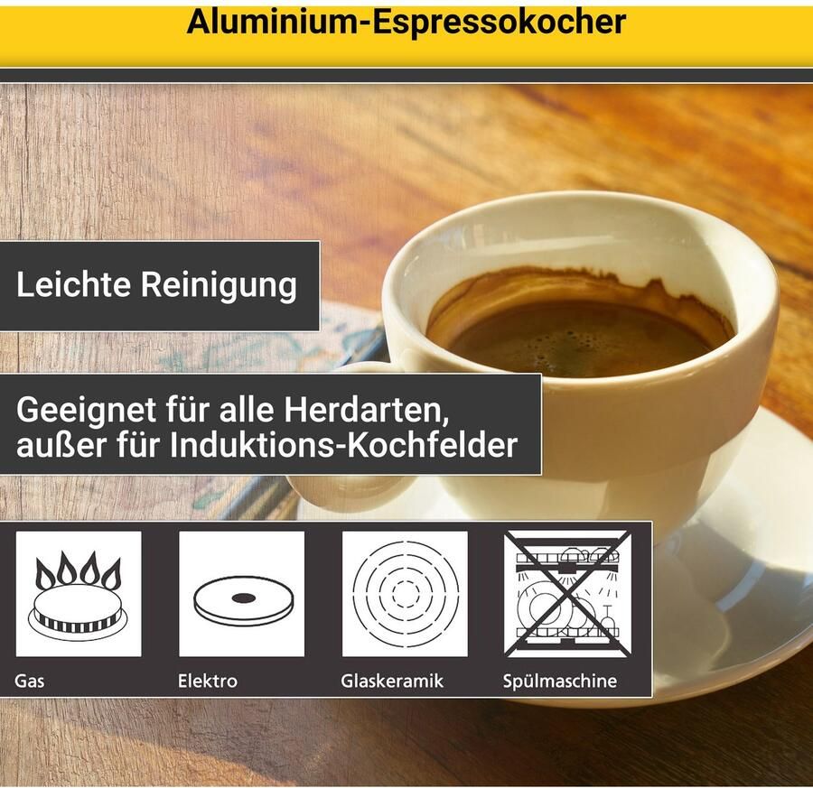 Krüger Espressomachine Italiano traditioneel italiaans van aluminium met silicone-afsluitring - Foto 3