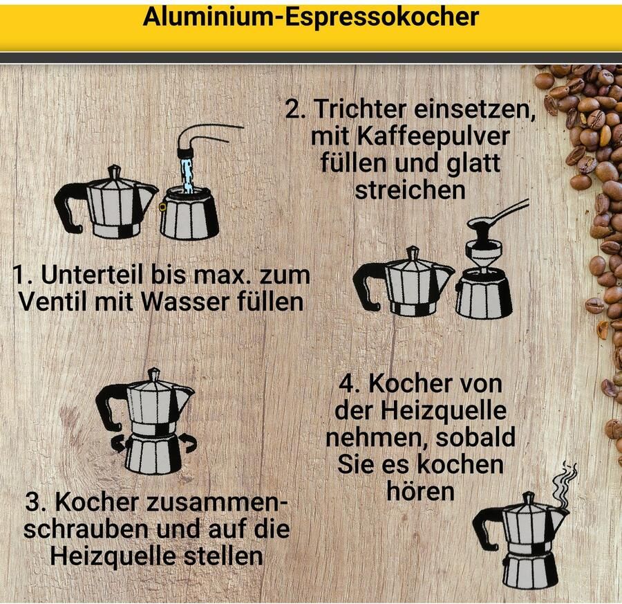 Krüger Espressomachine Italiano traditioneel italiaans van aluminium met silicone-afsluitring - Foto 4