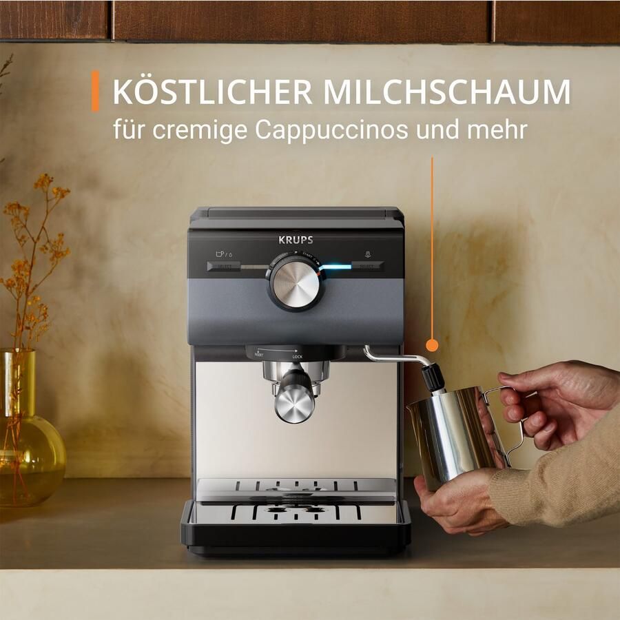Krups Authentic+ C40 XP384G Pistonmachine Inclusief Melkopschuimer Stijlvol Design Compact Geschikt voor Espresso en Latte - Foto 2