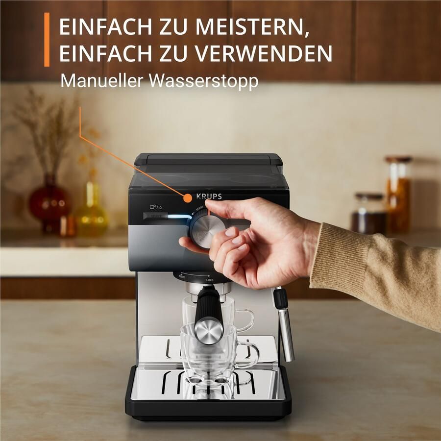 Krups Authentic+ C40 XP384G Pistonmachine Inclusief Melkopschuimer Stijlvol Design Compact Geschikt voor Espresso en Latte - Foto 5