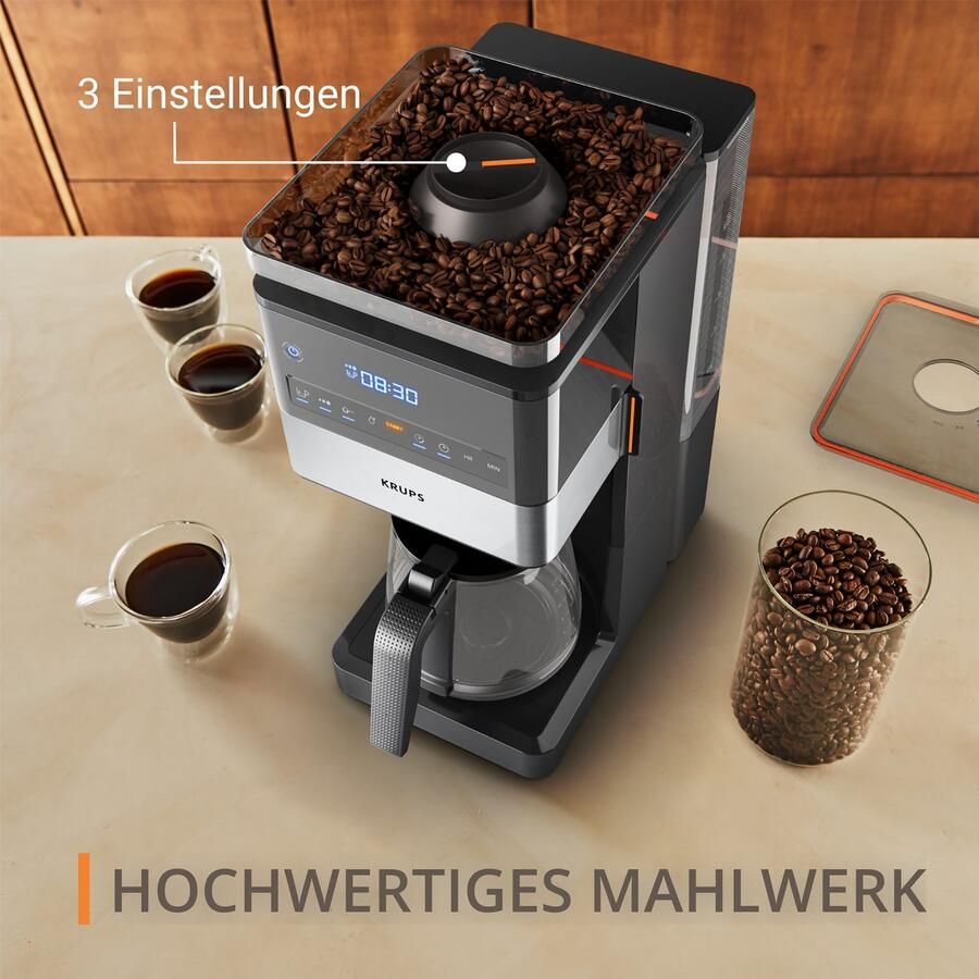 Krups Filterkoffieapparaat KM8428 Grind Aroma XL 1 5 l Kegelmolen digitaal bedieningspaneel 1 5 l 2 uur warmhoudfunctie - Foto 3