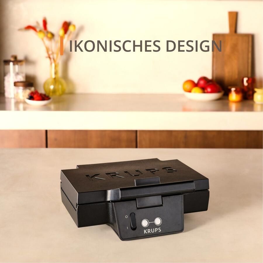 Krups Sandwichmaker Iconische 3-hoekige vorm met elegant design keramische anti-aanbaklaag