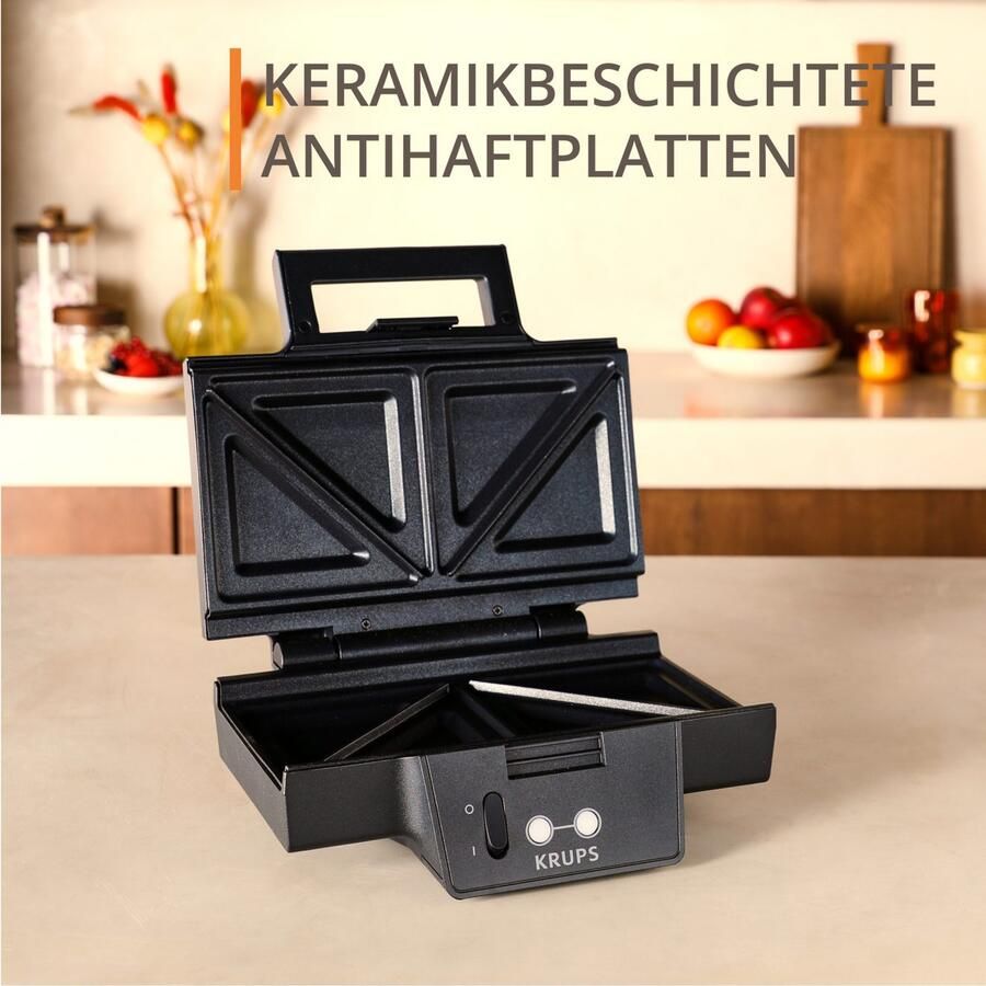 Krups Sandwichmaker Iconische 3-hoekige vorm met elegant design keramische anti-aanbaklaag - Foto 2