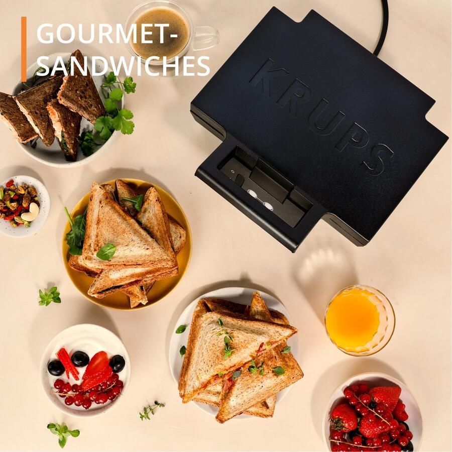 Krups Sandwichmaker Iconische 3-hoekige vorm met elegant design keramische anti-aanbaklaag - Foto 3