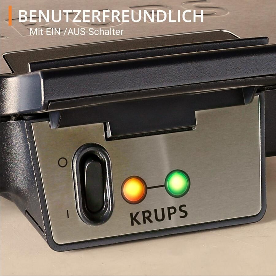 Krups Wafelijzer Iconic met elegant design keramische anti-aanbaklaag extra-diepe platen afmetingen: 23 4 x 26 5 x 10 8 cm fdk261 - Foto 5