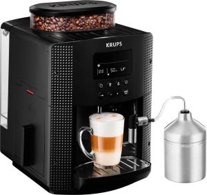 Krups Volautomatisch koffiezetapparaat EA8160 Essential Espresso Lcd-display 3 temperatuurstanden + 3 maalgrofheden watertankcapaciteit: 1 7 liter inclusief auto cappuccino XS6000 set