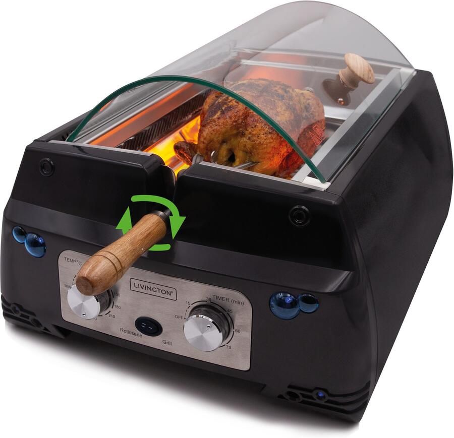 LIVINGTON Tafelgrill Rotisserie Chef 2in1 draai- & platengrill - Foto 10