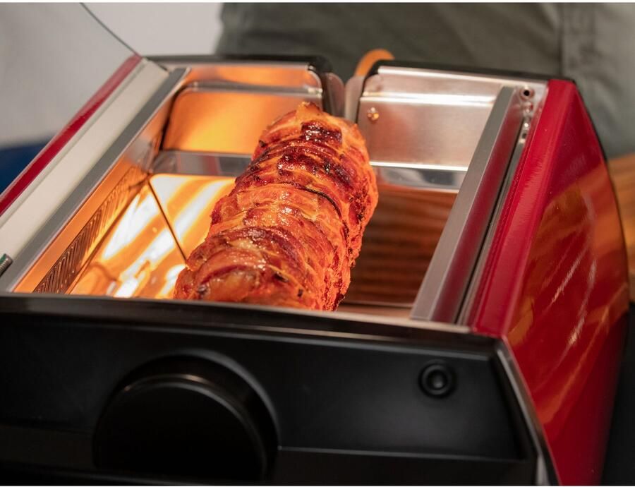 LIVINGTON Tafelgrill Rotisserie Chef 2in1 draai- & platengrill
