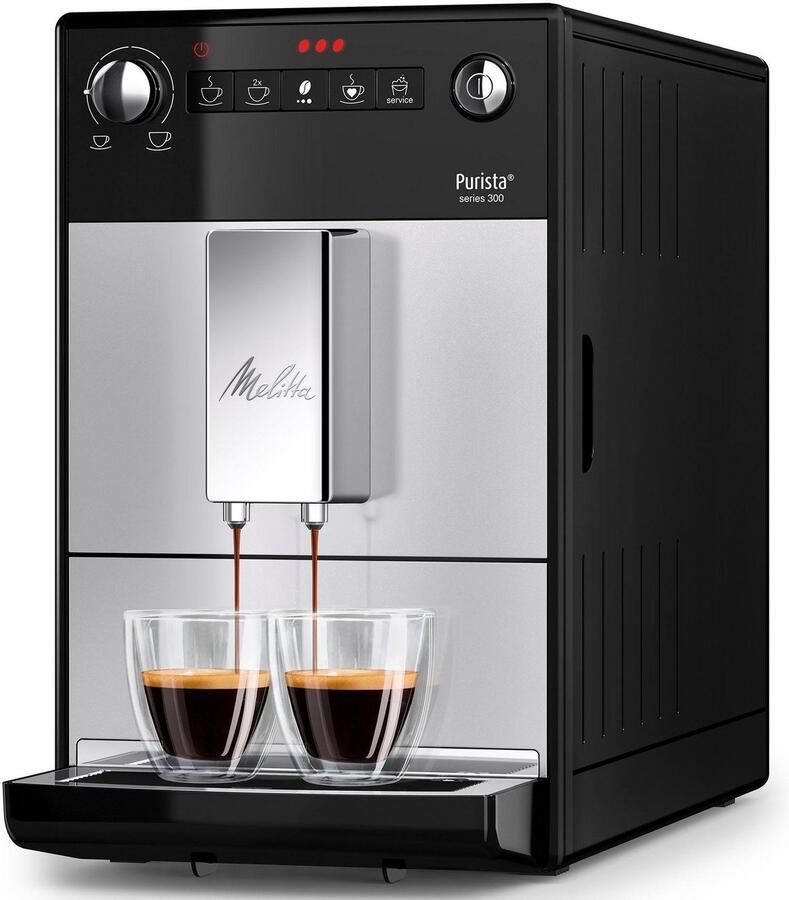 Melitta Volautomatisch koffiezetapparaat Purista F230-101 zilverkleur zwart Favoriete koffie-functie compact & extra geruisloos