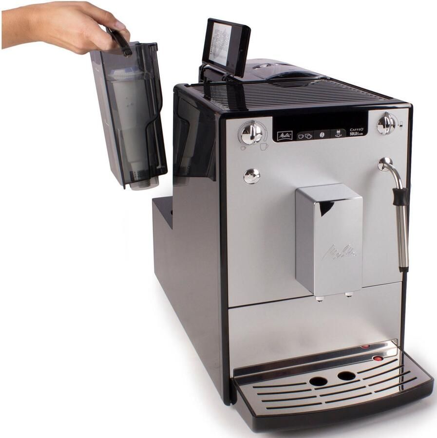 Melitta Volautomatisch koffiezetapparaat Solo & Milk E953-202 zilverkleur zwart Caffè crema & espresso per one touch zuigmond voor melkschuim