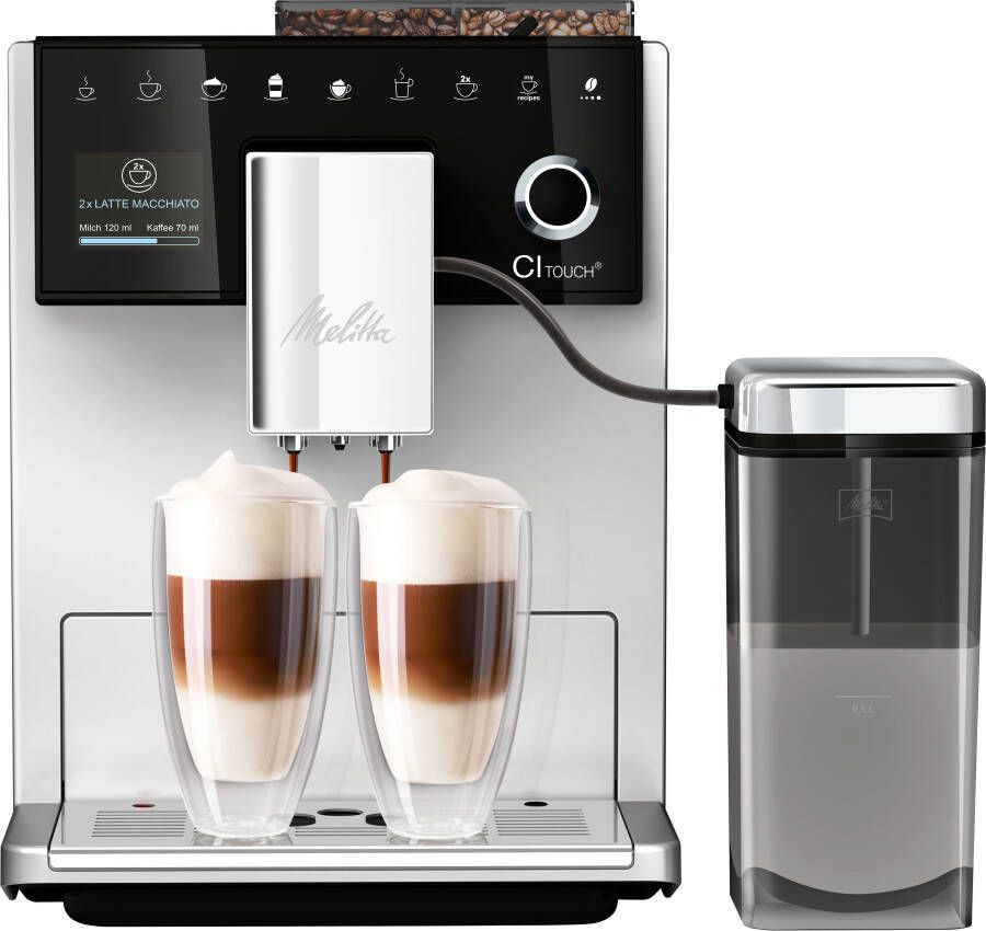 Melitta Volautomatisch koffiezetapparaat CI Touch F630-111 zilver 10 koffierecepten 2-kamer bonenreservoir one touch bediening