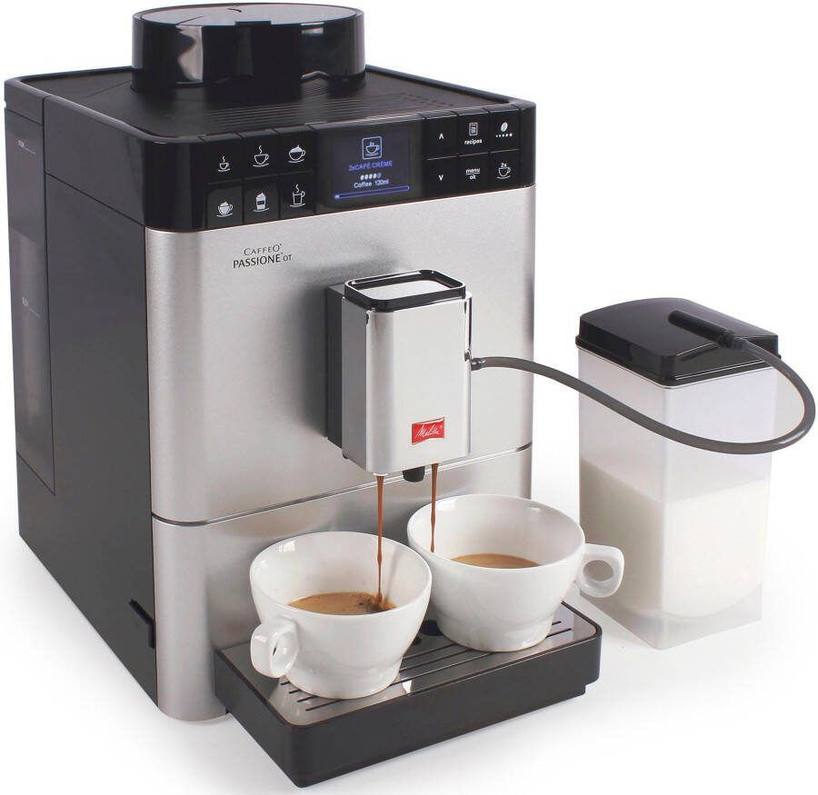 Melitta Volautomatisch koffiezetapparaat Passione One Touch F53 1-101 zilverkleur One-touch-functie per kopje precies de juiste hoeveelheid versgemalen bonen