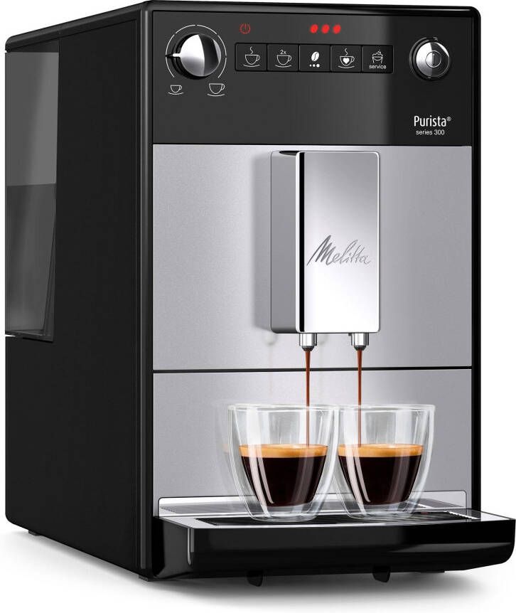 Melitta Volautomatisch koffiezetapparaat Purista F230-101 zilverkleur zwart Favoriete koffie-functie compact & extra geruisloos