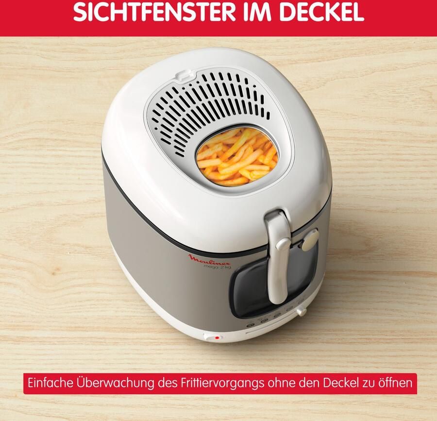 Moulinex Elektrische friteuse 3 L tank met antiaanbaklaag 2 kg frites Regelbare thermostaat Mega AM480070 - Foto 10