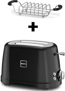 NOVIS Toaster T2 zwart SET met broodjesverwarmer