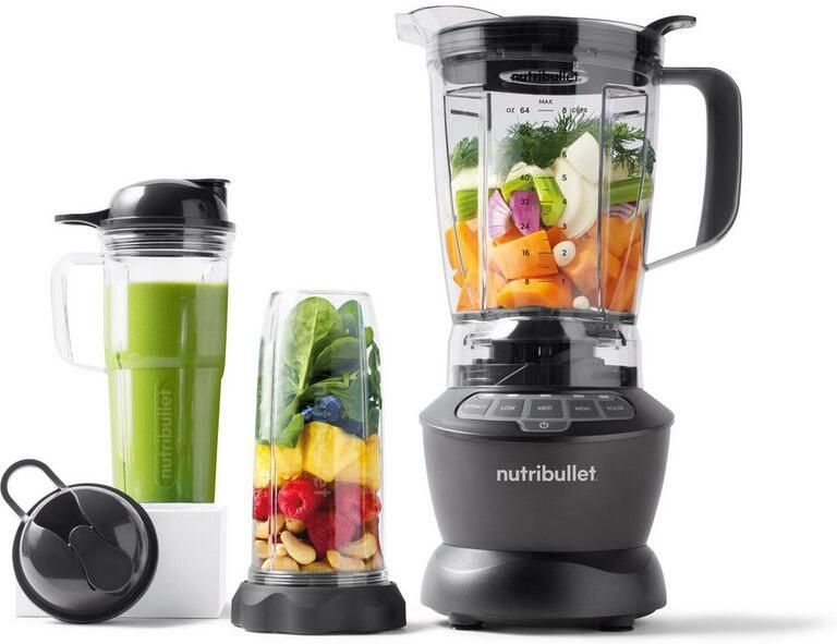 Nutribullet Blender Full Size Blender Combo NBF500DG 1200 Watt Donkergrijs 1 8 l kan deksel met opening 700&900ml mixbeker met to-go deksels - Foto 7