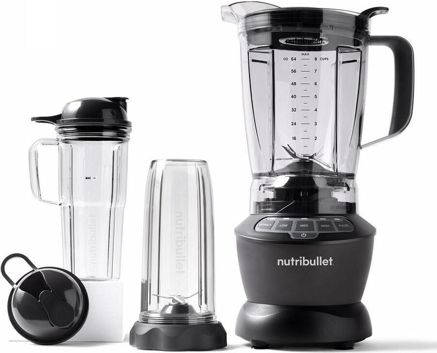 Nutribullet Blender Full Size Blender Combo NBF500DG 1200 Watt Donkergrijs 1 8 l kan deksel met opening 700&900ml mixbeker met to-go deksels - Foto 7