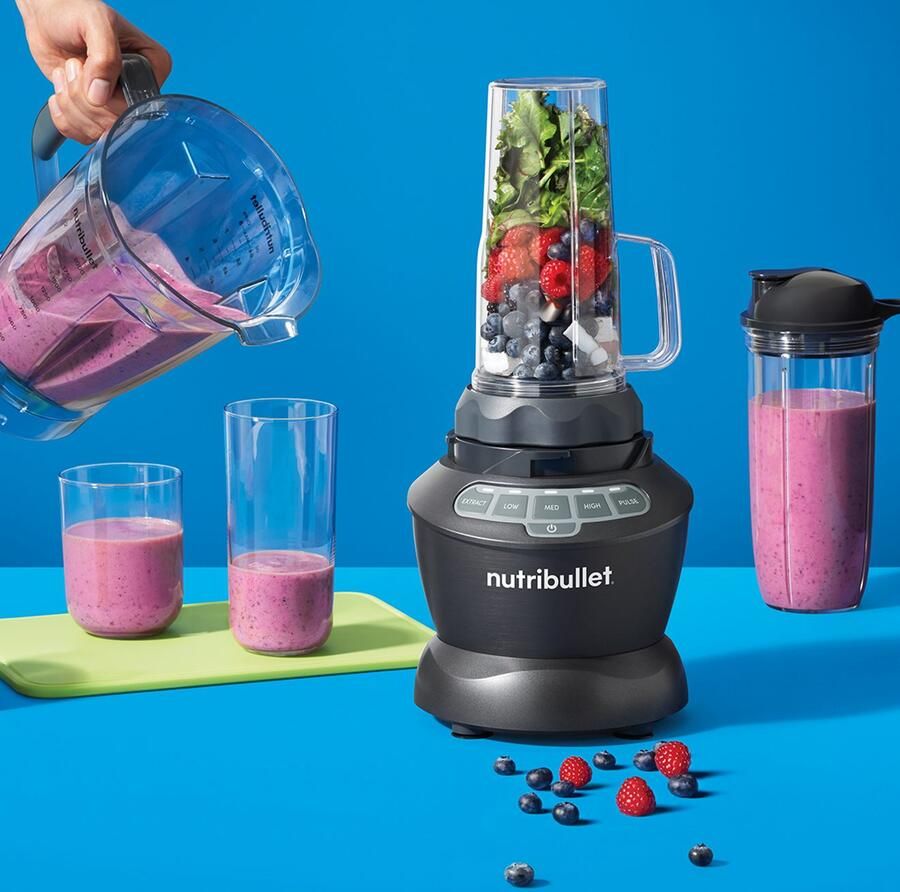 Nutribullet Blender Full Size Blender Combo NBF500DG 1200 Watt Donkergrijs 1 8 l kan deksel met opening 700&900ml mixbeker met to-go deksels - Foto 6