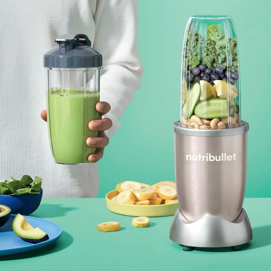 Nutribullet Blender Pro NB907CP compacte mixer 900W 2 mengbekers (700+925ml) Champagne Drukkken draaien mixen sterke motor beker+accessoires vaatwasmachinebestendig - Foto 5