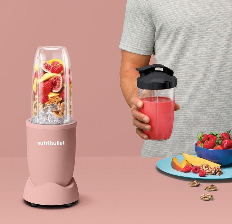 Nutribullet Blender Pro NB907MACL compacte mixer 900 W 2 mengbekers (700+925ml) Roze Drukkken draaien mixen sterke motor beker+accessoires vaatwasmachinebestendig - Foto 3