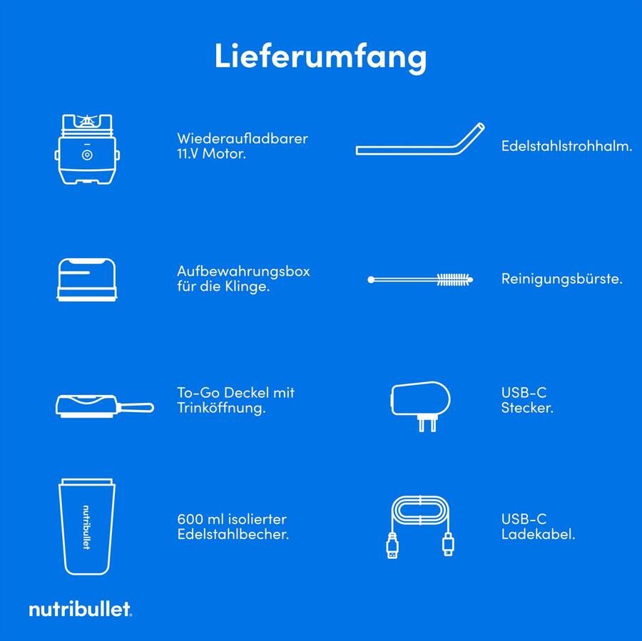 Nutribullet Smoothie-maker Flip NBP016B Smoothie Mixer to go accu geïsoleerd 575ml zwart Draadloos mixen oplaadbaar geïsoleerd voor ijs + bevroren vruchten - Foto 7