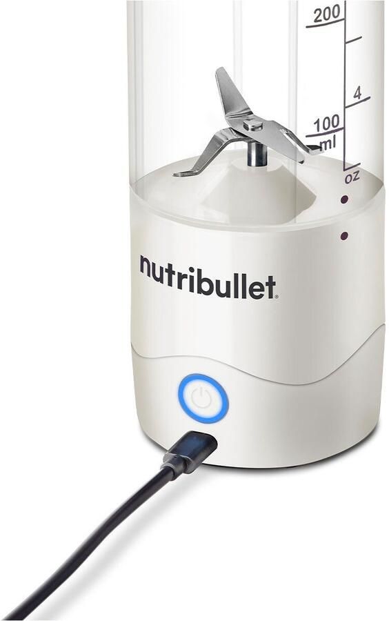 Nutribullet Smoothie-maker Portable NBP003W Mixer to go oplaadbaar 475ml Wit Draadloos mixen accu voor 15+ mixprocessen ook ijs + bevroren vruchten - Foto 7