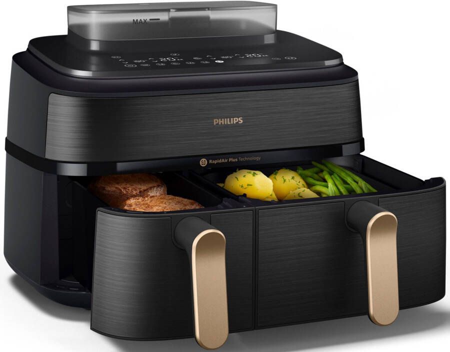Philips Airfryer NA552 00 Steam Airfryer 5000 Series Dual Basket 9L Capaciteit (3L+6L)