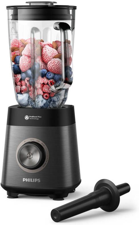 Philips Blender HR3040 00 5000 Series met ProBlend Plus-technologie 2-liter container en automatische reiniging roestvrij staal grijs