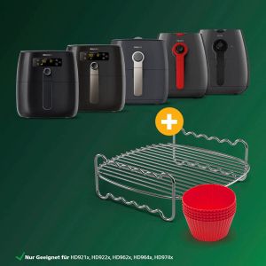 Philips Grillroosterinzet + Muffincups HD9904 01 Party-Kit geschikt voor airfryer hd921x hd922x hd962x hd964x hd974x