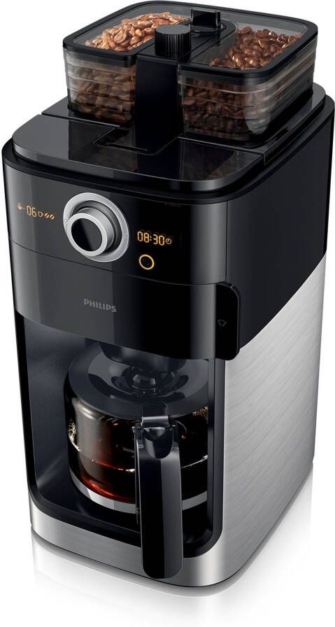 Philips Koffiezetapparaat met maalwerk Grind & Brew HD7769 00 dubbel bonenvak edelstaal zwart - Foto 1