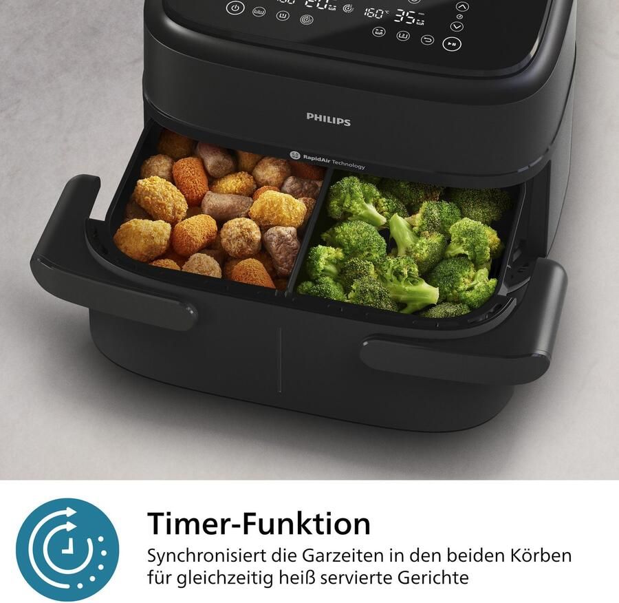 Philips 1000 Series Dual Basket Airfryer NA150 00 Dubbele Mand Flexible Basket 7.1L Tot 5 Personen - Foto 9