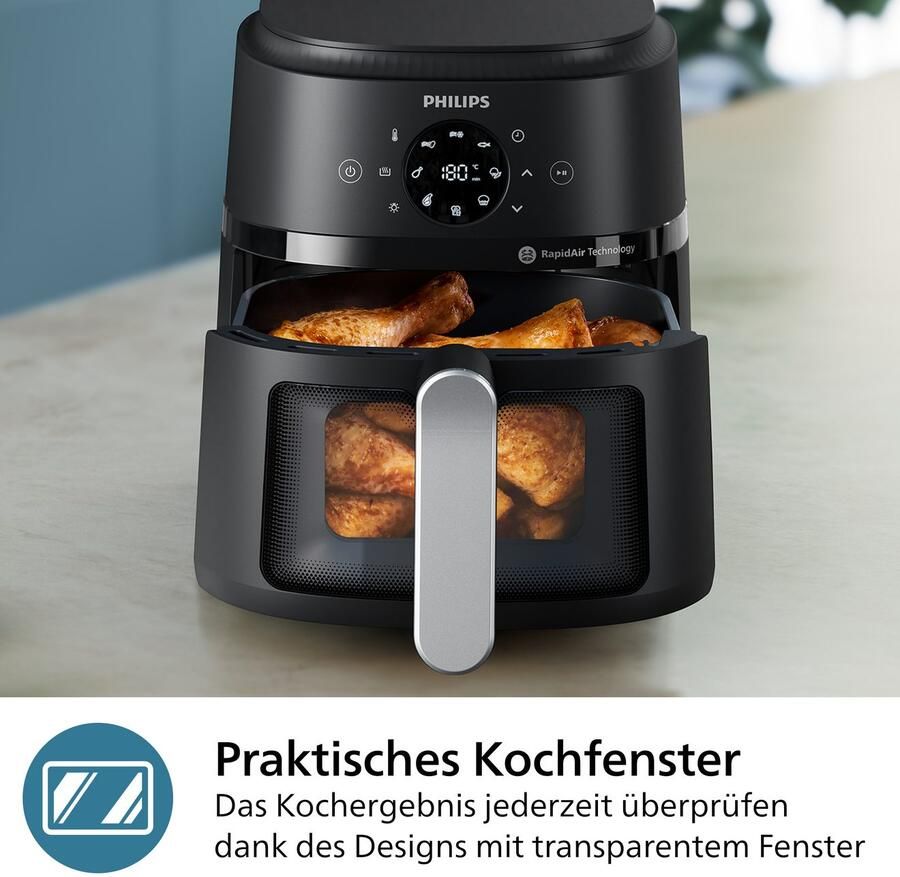 Philips Airfryer 2000 NA221 00 met 4.2L kijkvenster RapidAir technologie en 13 kookfuncties zwart zilver - Foto 8