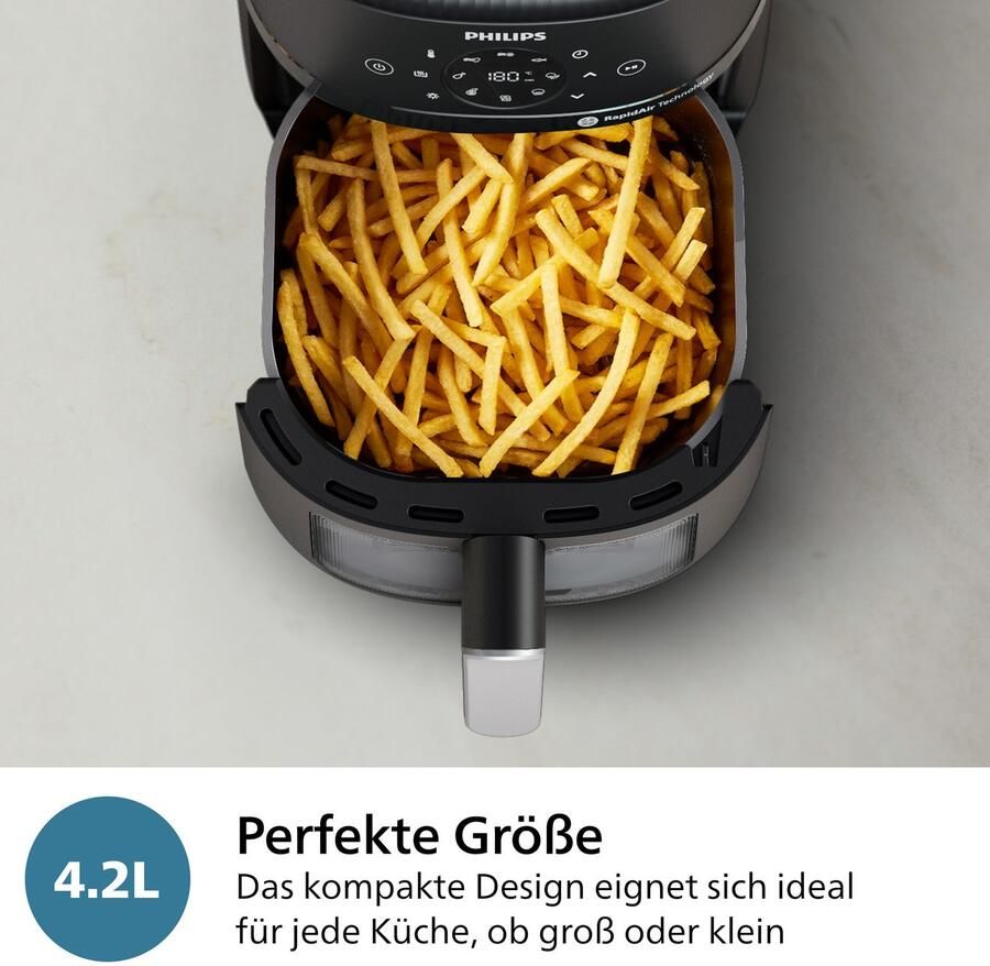 Philips Airfryer 2000 NA221 00 met 4.2L kijkvenster RapidAir technologie en 13 kookfuncties zwart zilver - Foto 6