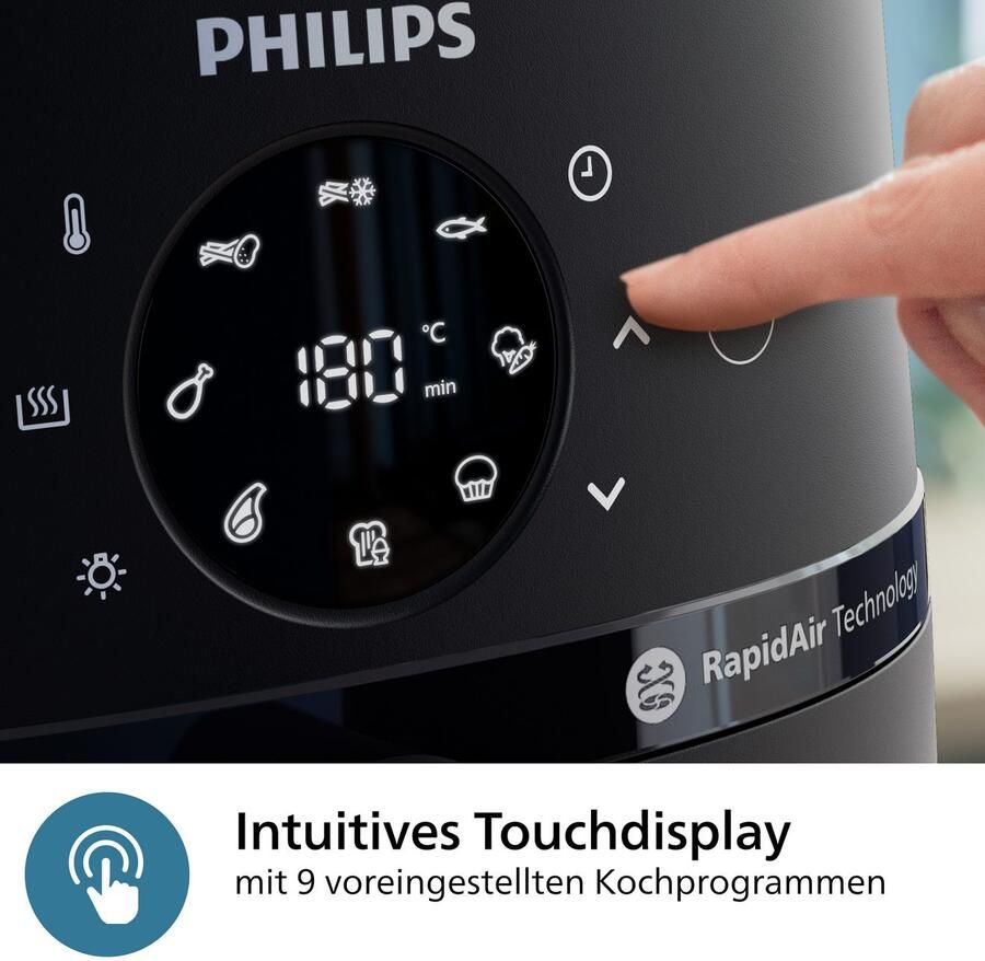 Philips Airfryer 2000 NA221 00 met 4.2L kijkvenster RapidAir technologie en 13 kookfuncties zwart zilver - Foto 7