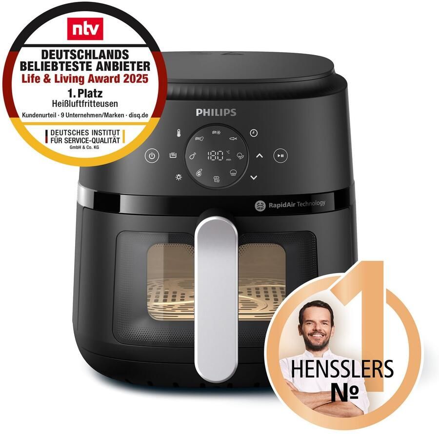 Philips Airfryer 2000 NA221 00 met 4.2L kijkvenster RapidAir technologie en 13 kookfuncties zwart zilver - Foto 2