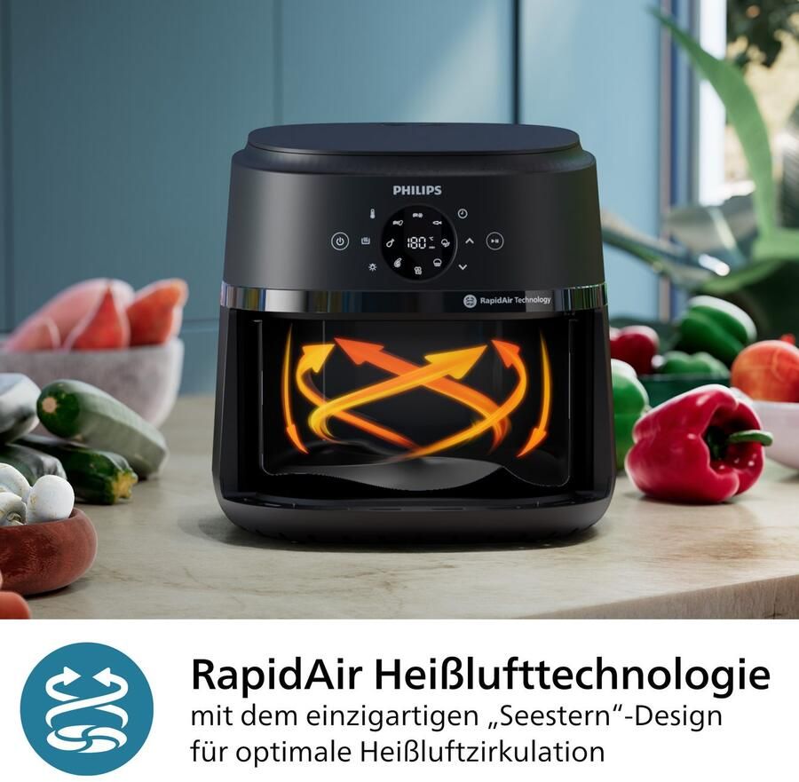 Philips Airfryer 2000 NA231 00 met 6.2L kijkvenster RapidAir technologie en 13 kookfuncties zwart zilver - Foto 4