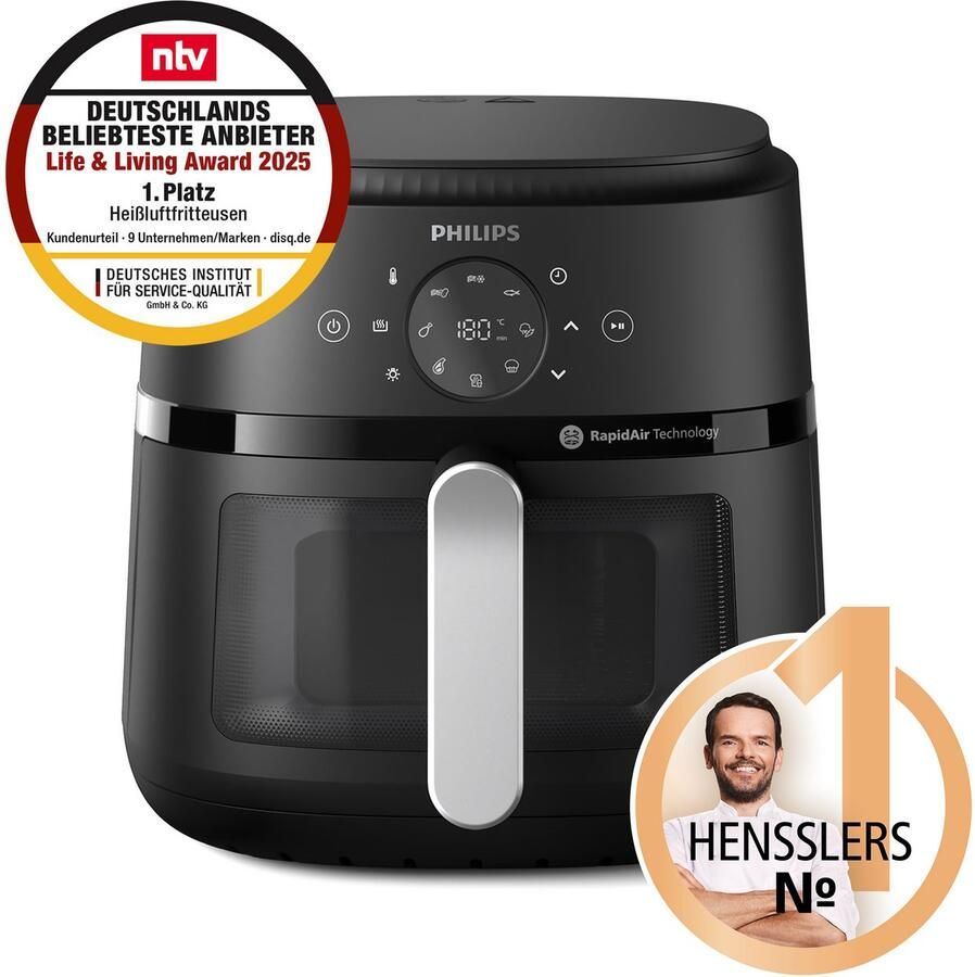 Philips Airfryer 2000 NA231 00 met 6.2L kijkvenster RapidAir technologie en 13 kookfuncties zwart zilver - Foto 2