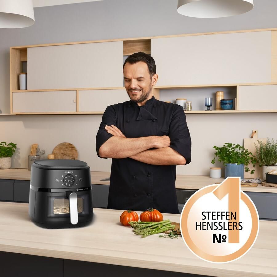 Philips Airfryer 2000 NA231 00 met 6.2L kijkvenster RapidAir technologie en 13 kookfuncties zwart zilver