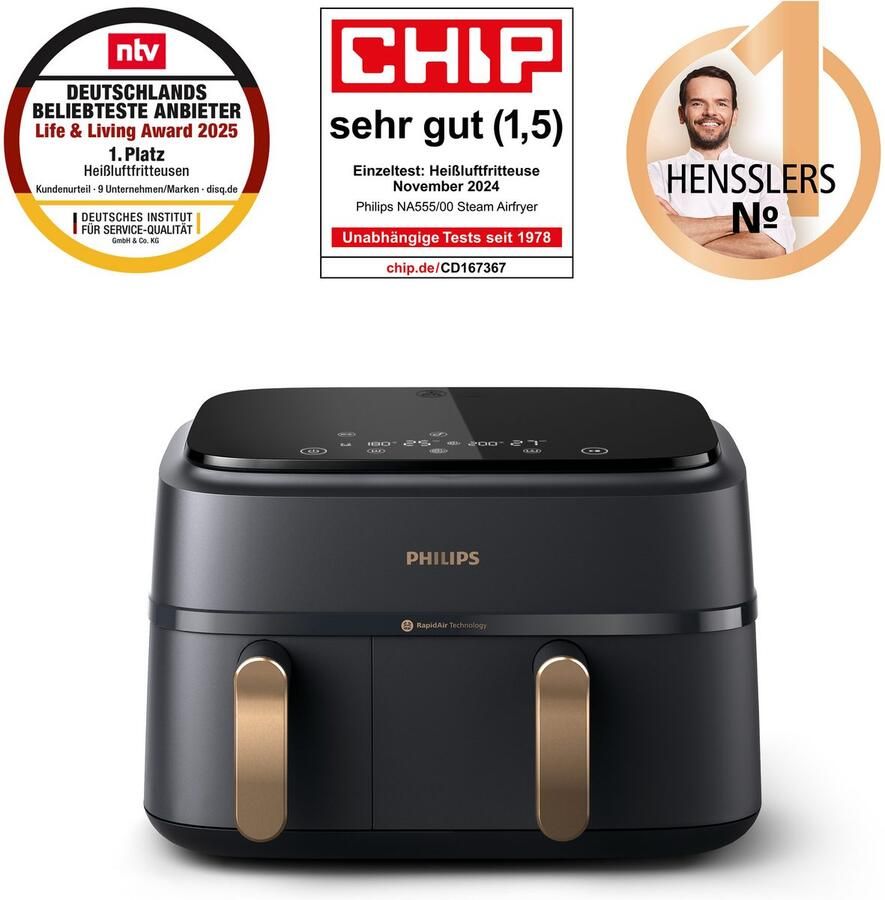 Philips Versuni Serie 3000 Rapid Air 9l Airfryer Zwart 9 Liters EU Plug - Foto 2