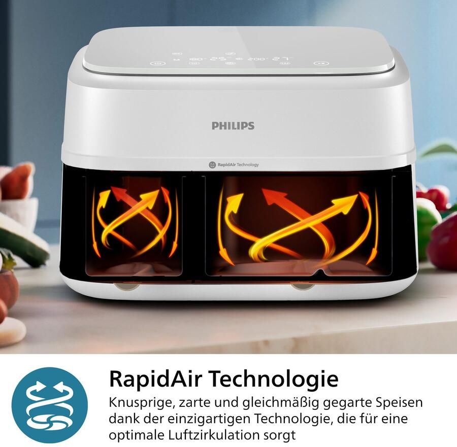 Philips 3000 series NA353 10 friteuse Dubbel 9 l Vrijstaand 2750 W Heteluchtfriteuse Zilver Wit - Foto 4